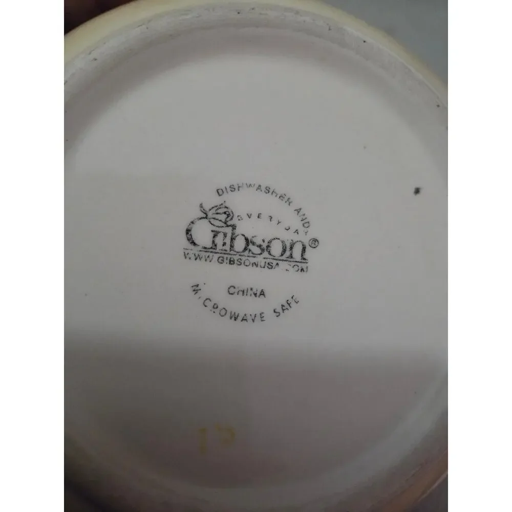 Vtg Gibson USA Hand Painted Large Serving BOWL Pear Italian Yellow Green